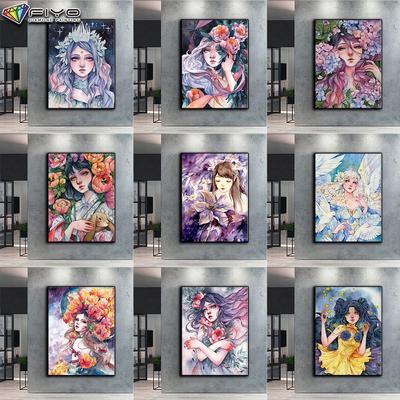 Pittura Diamante 5D Completa Fai da Te Ragazze e Fiori Pittura Diamante 5D