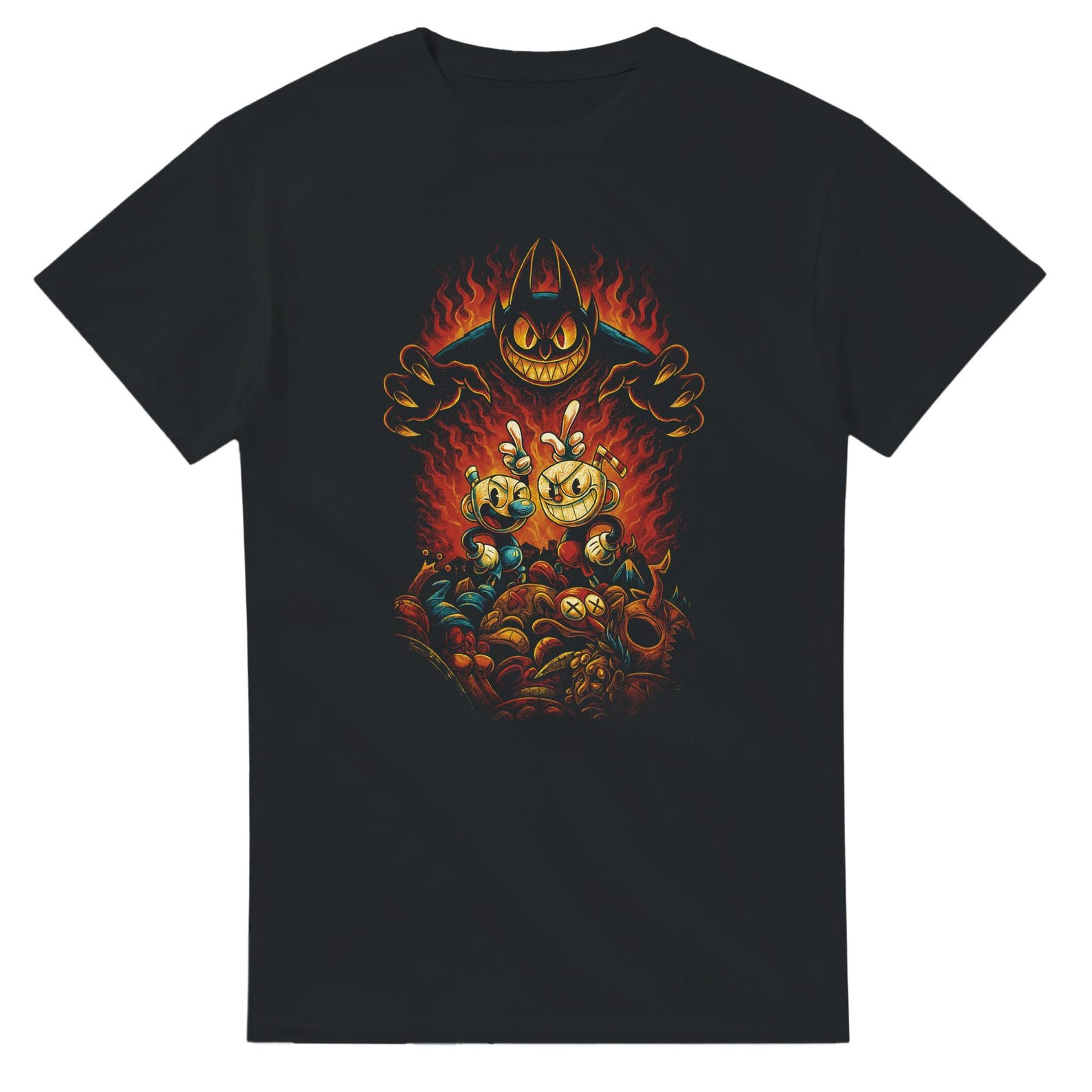 Cuphead Devil Halftone Heavyweight Unisex Crewneck T shirt | Gildan® 5000 2XL
