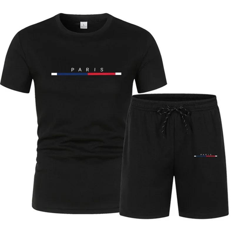 Fashionable Casual Two-piece Sportswear Quick-dry T-shirt Paired with Shorts Men's Breathable Sports Training Suit