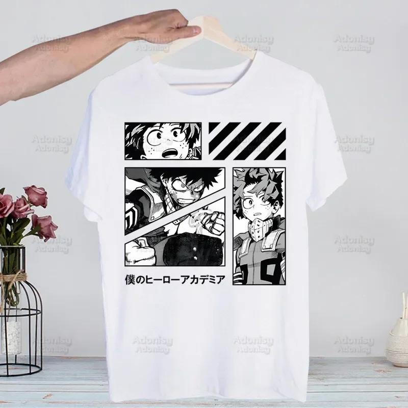 My Hero Academia Hip Hop Streetwear T Shirt Harajuku Todoroki TShirts Short Sleeve Casual Bakugou Deku Anime T-Shirt Tops Tees