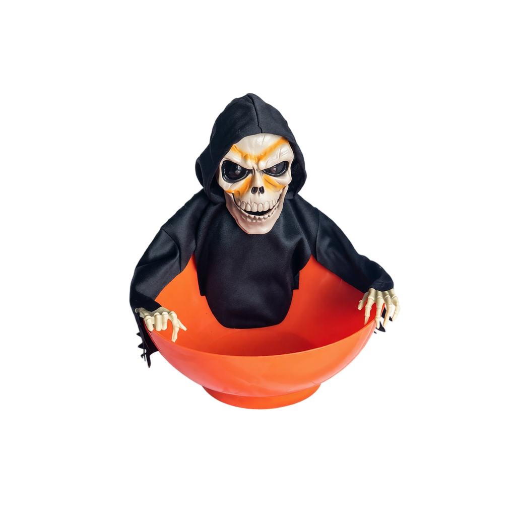 Halloween-Bewegungsaktivierte Süßigkeitenschale mit Ton- und Lichteffekten für Tischdekoration und interaktive Displays