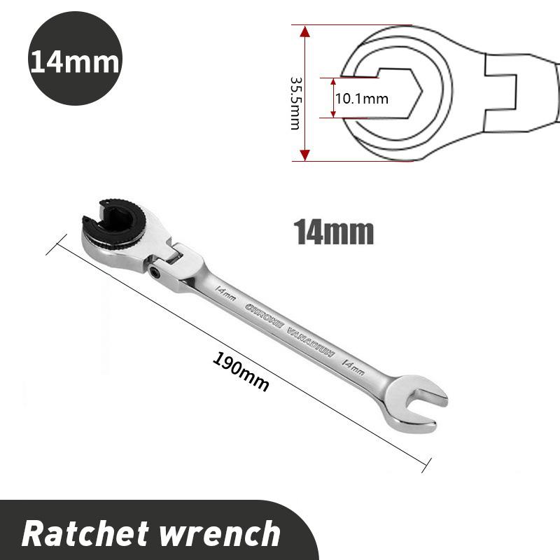 1Pc Ratcheting Wrench Set with Open Flex-head Metric Tubing Combination Wrench Tubing Ratchet Wrench 8-30mm Size Available