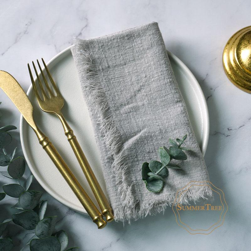 20PCS Napkins 41x41CM Cotton Cloth Gauze Retro Burr Rustic Kitchen Tea Towel Wedding Party Dinner Christmas Napkin Table Decor
