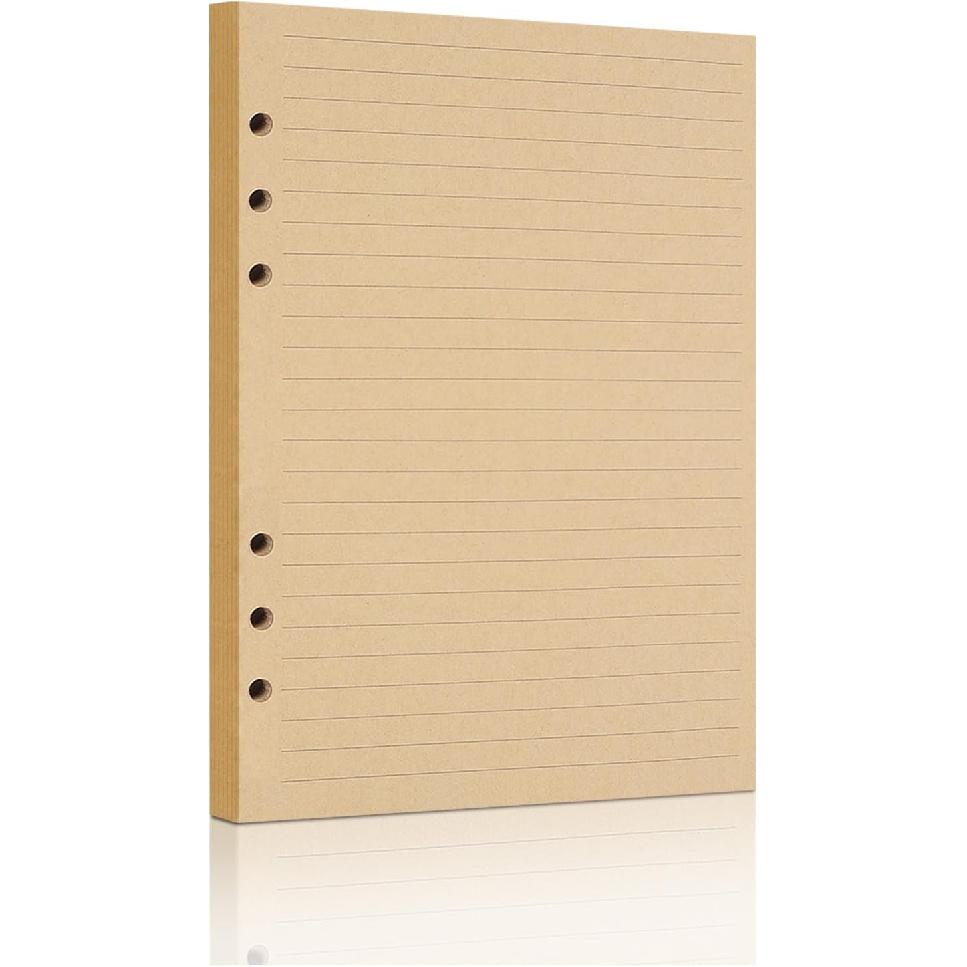 A5 Refill Paper, Unlined Blank Kraft Paper,100GSM Thick Refillable Paper 6 Hole Filler erts Loose Leaf Paper,for A5 6 Ring Binder,80 Sheets (160