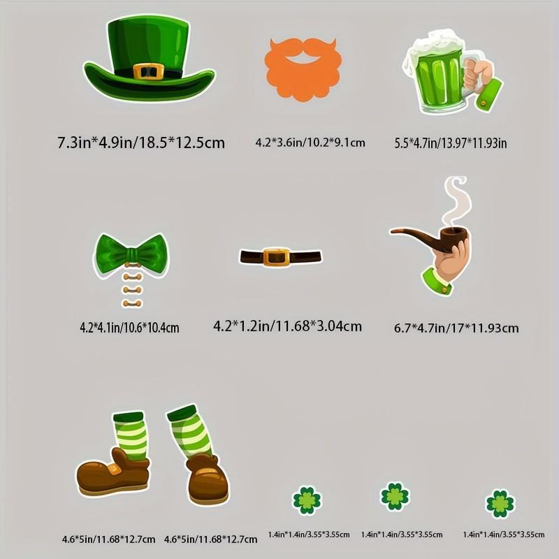 

11pcs Irish Festival Magnetic Fridge Stickers - Shamrock Rainbow Decor for Refrigerator, Locker & Dishwasher