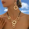 Personalized Design Irregular Geometric Circle Necklace Earrings Set Femininity Jewelry Set