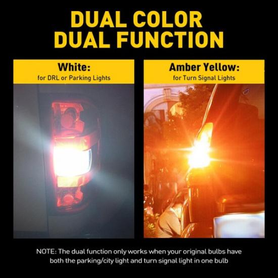 2X  LED Turn Signal Light Bulbs Switchback 3157 4157 Amber/White 4K EOA