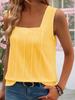 2026 European & American Women's Solid Color Knit Square Neck Pleated Vest - Summer Collection