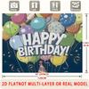 2D Flat Print Birthday Background Cloth with Confetti and Streamers