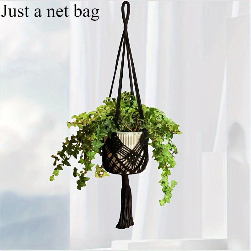 1pc Boho Macrame Plant Hanger for Indoor Outdoor Hanging Succulents Cotton Rope Woven Hanging Basket with Net Pouch