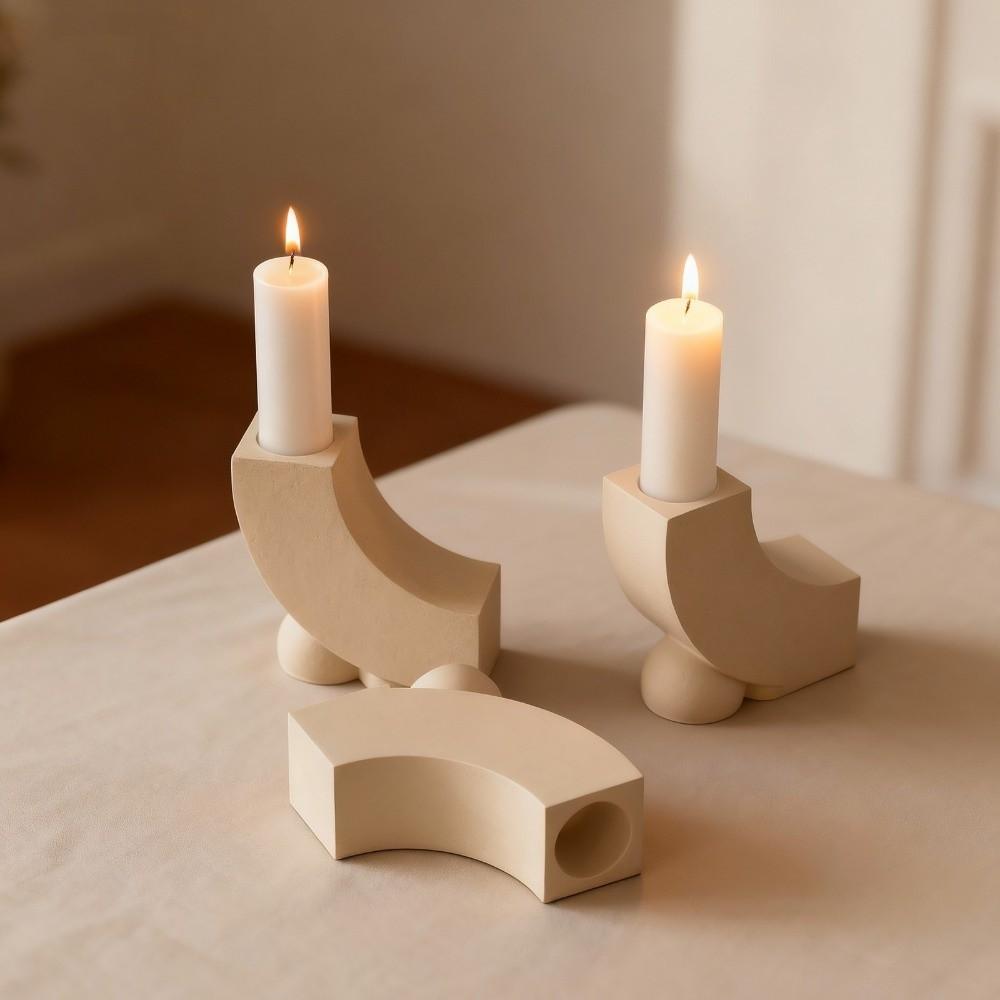 Geometric Candle Holder Mold Handmade Gypsum Platform Mold Candlestick Mould  DIY Craft Making