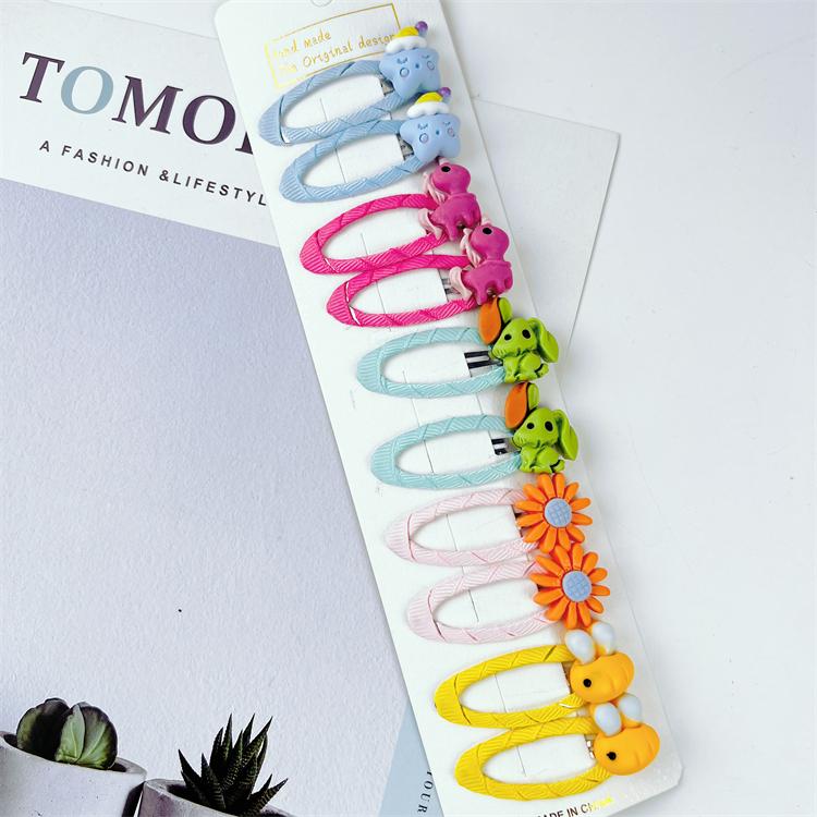 2021 Cute 10 Pcs/set Cartoon Hair Clips for Baby Girl Hairclip Flower Fruit Hair Pins Kids Hair Accessories Gift
