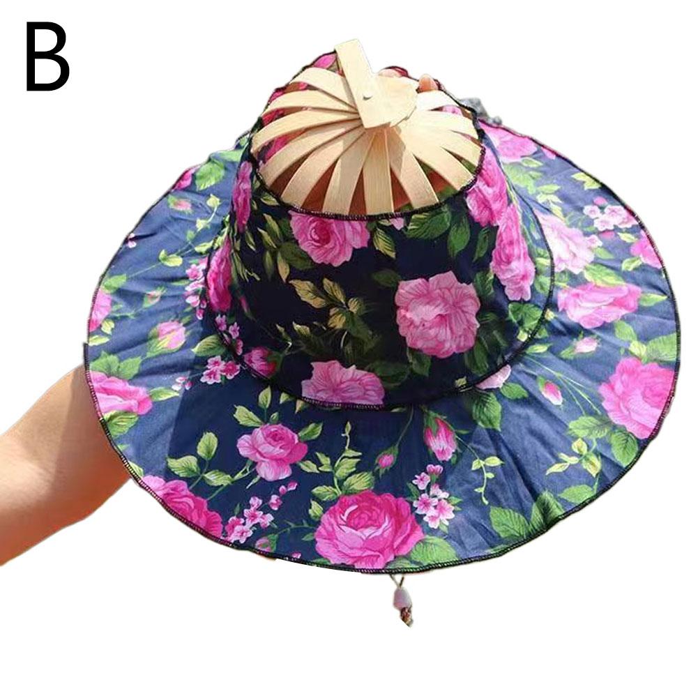 Nieuwe Zomer Buiten Sporten Strand Zonbescherming Mode Bamboe Ventilator Hoed Opvouwbare Bamboe Multifunctionele Toerisme Ventilator Hoed Decoratie