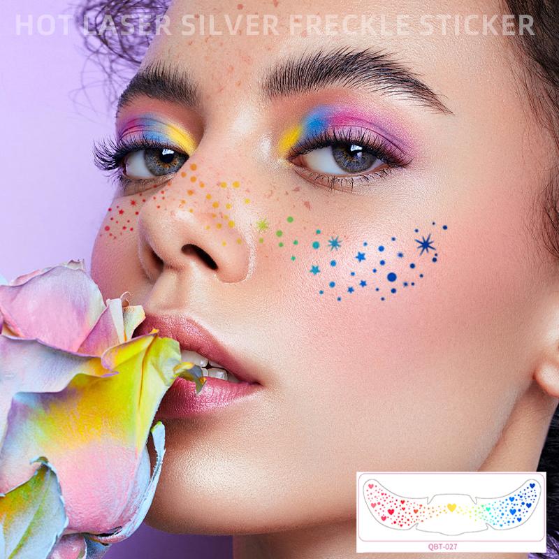 Hot Silver Laser Temporary Facial Tattoo Stickers for Parties and Masquerade Made of White Paper