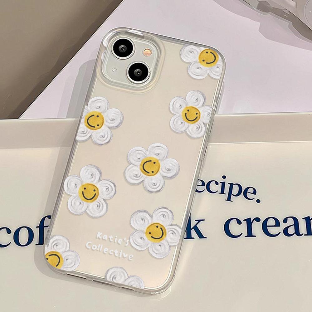 Coques de téléphone portable pour iPhone 11 13 15 Pro Max 12 14 Pro Max Coque iPhone 16 15 Plus 13 Pro 12 Texture givrée Fleurs de dessin animé peintes