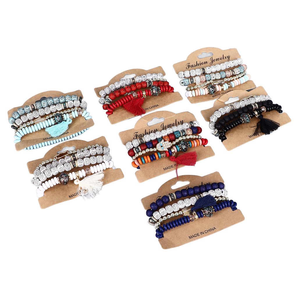 Colorful Beaded Bracelet Multilayer Stackable Bead Bracelet Multicolor Stretch Beads Bracelet for