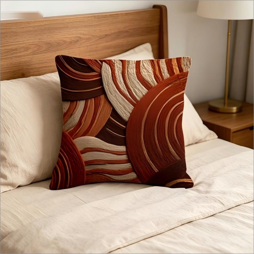 2D Gedruckter Boho Terrakotta Abstrakt Kissenbezug Gewebte Textur 2D Effekt Weicher Zierkissenbezug Für Moderne Wohnkultur Geschenk