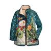 Cappotto da donna in cotone a maniche lunghe imbottito a collo alto con stampa natalizia e bottoni