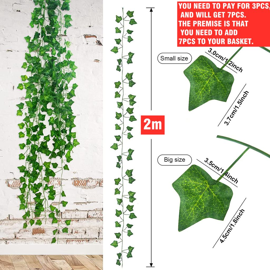2M Künstliche Grüne Ranken Pflanze Simulation Efeu Girlande Hängend Falsche Blumen Blätter Rattan Grünzeug Wand Hochzeit Dekoration Pflanze