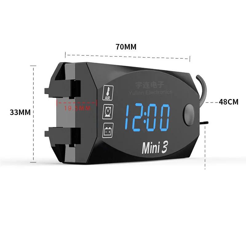 3-in-1 Multifunktions-Digitaluhr Thermometer Voltmeter LED-Anzeige Motorrad Wasserdicht Tragbar Motorrad Zubehör
