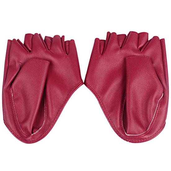 Lady Fashion Faux Leather Half Finger  Gloves Driving Pole Dancing Show Gloves