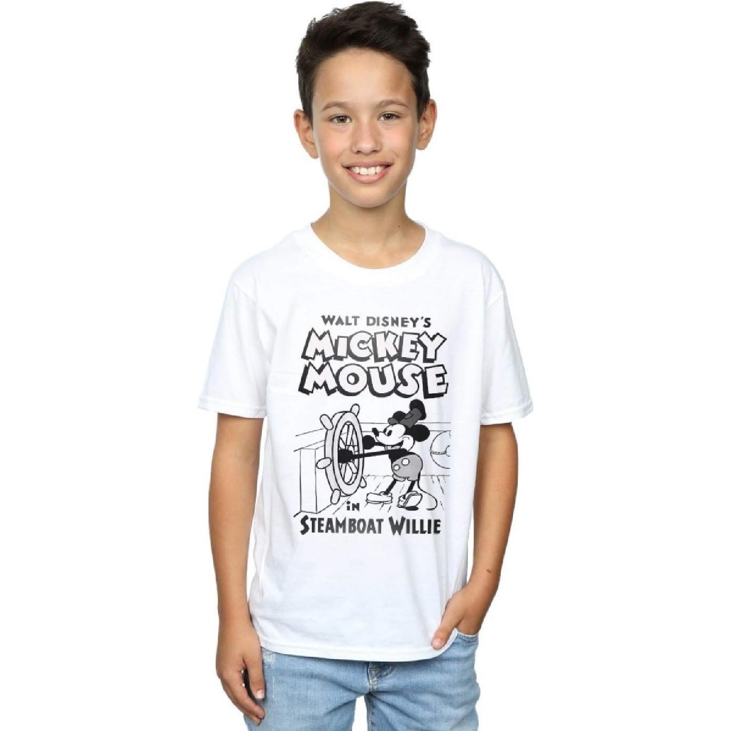 Детская футболка для мальчиков Disney Микки Маус Пароход Вилли Белая 7-8 лет XXXXXL белый