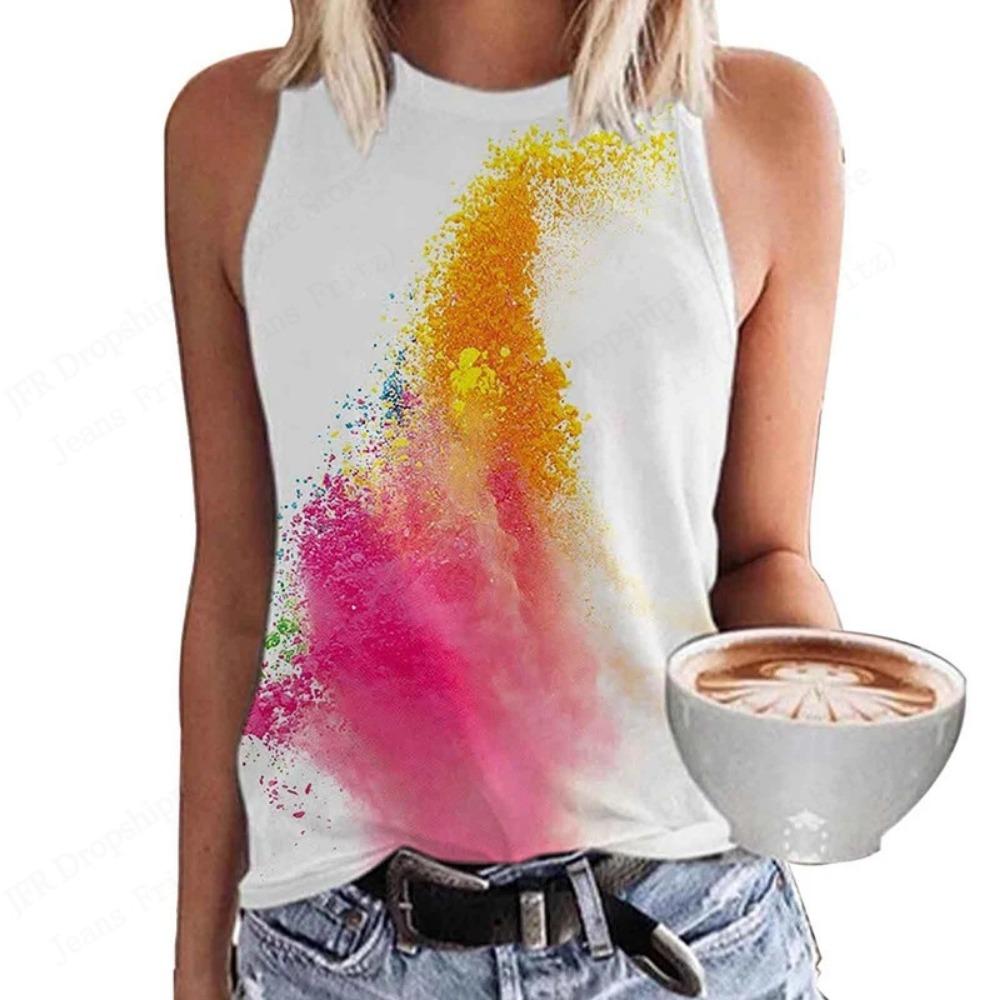 Butterfly Print Tank Tops Women's Fashion Sleeveless Vest Sexy Casual Vintage Tank Tops Casual Crew Neck Top Womens Clothing New