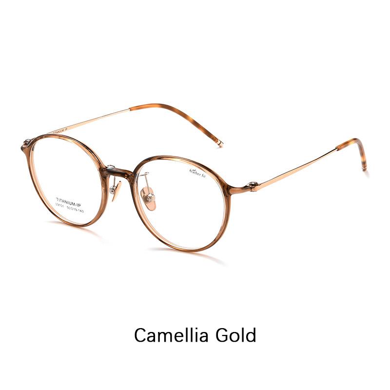 Women's Luxury Retro Round Pure Titanium Glasses Frame Ultralight Myopia Optical Decorative Eyeglasses Frame Computer Goggles