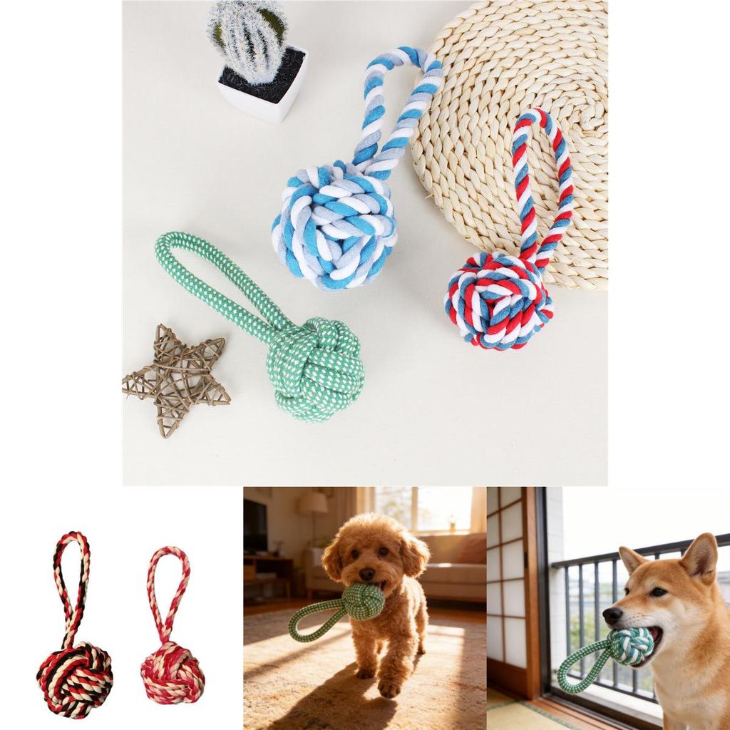 Dog Cat Interactive Chewing Rope Toy With Durable Cotton For Dental Cleaning And Engagement