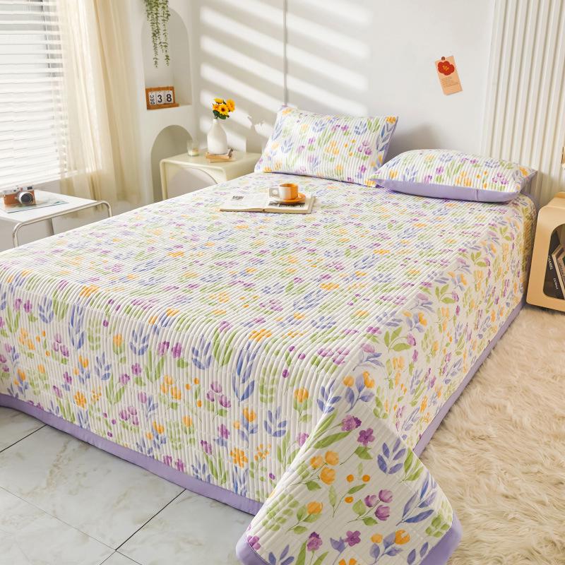 Class A Washable Cotton Linen Bedspread & Skirt Set - Quilted, Thickened, Machine Washable, 3-Piece