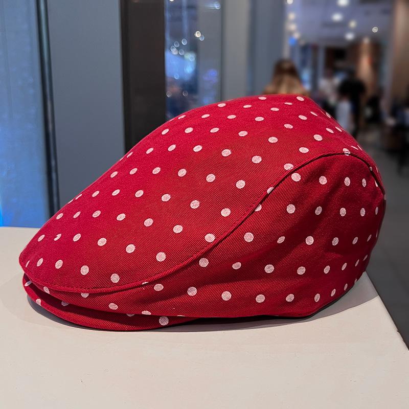 Retro Dopamine Polka Dot Forward Hat Women's Spring and Autumn Versatile Face Small Fashion Versatile Sweet Painter Hat Cap