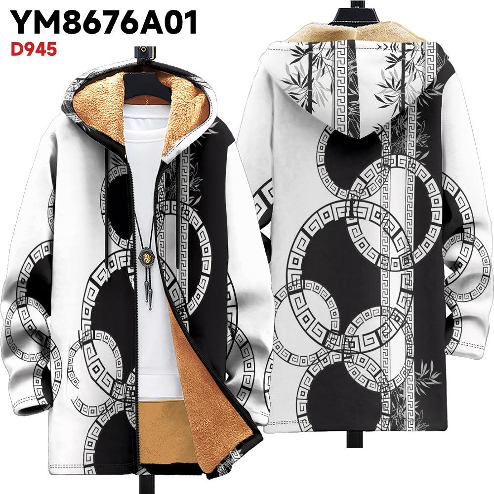 

Новая куртка многоцветные элементы узора B1 кардиган на молнии с капюшоном утолщенный зимний флис трендовая стеганая одежда 4XL