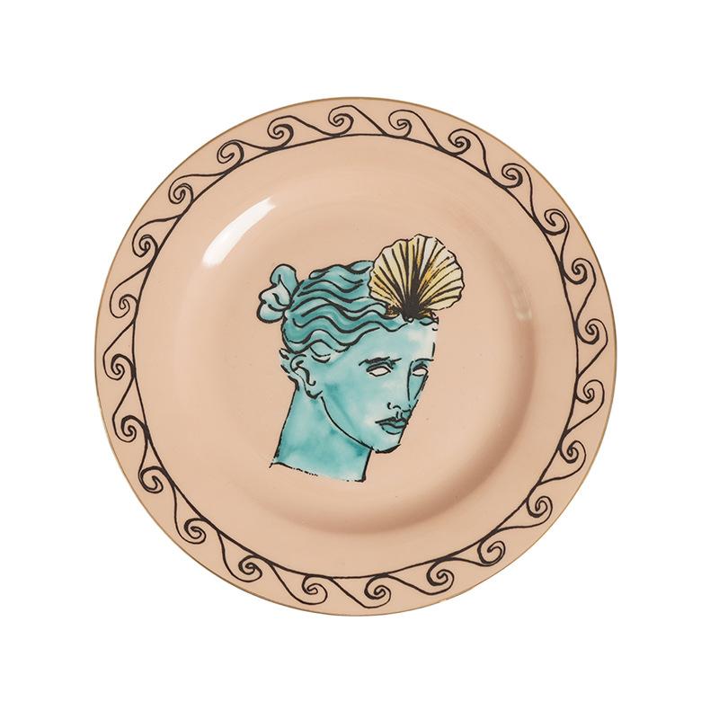 Kreativer Keramik-Dessertteller Meeresgott-Musterdesign Geschirr Porzellanteller Tassen