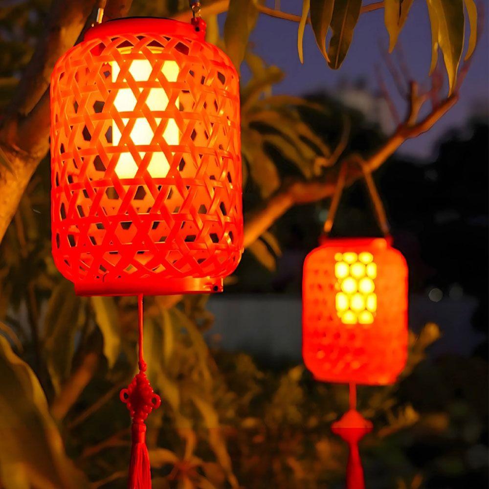 Hanging Tree Imitation Bamboo Lantern With Chinese knot Spring Festival Red Lantern New Year