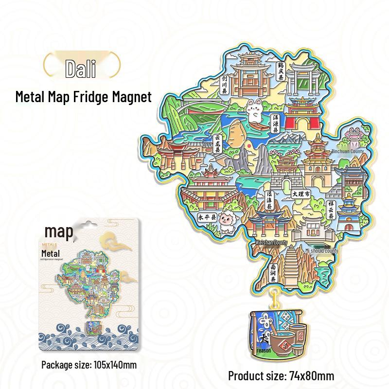 3D China Karte Anhänger Kühlschrankmagnet – Stadt Touristen Souvenir & Kulturelle Dekoration