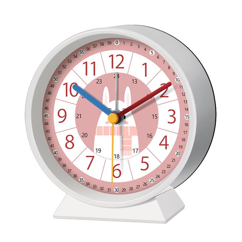 Early Education Desk Clock Needle Display Quartz Alarm Clock Silent Sweep Movement Silent Walking Soft Night Light Metal Frame