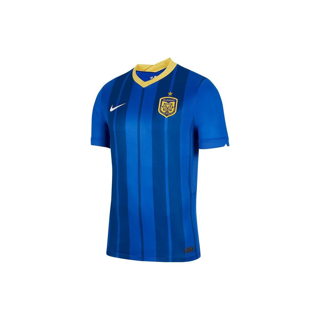 Nike Embroidered Logo Crew Neck Soccer Jersey Supporter V3 Jiangsu Suning FC Men Tops Blue CT6186-481