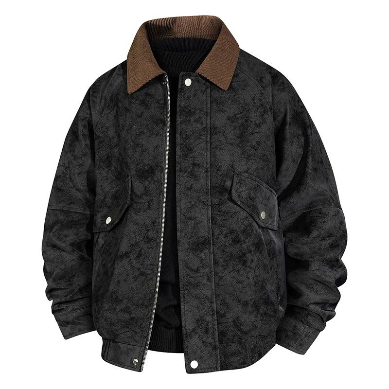 American retro men's leather jacket tooling locomotive pu old money loose wind street tough casual versatile leather jacket men