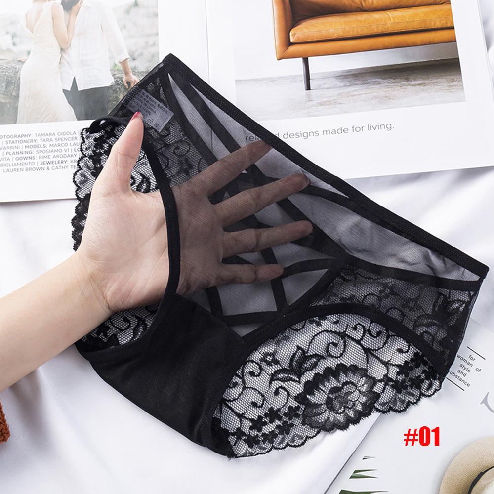 Thin Fashion Mesh Lace Low waist Transparent Briefs Lingerie Sexy Lace Panties