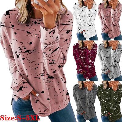 Camiseta de manga larga de talla grande 5XL, camiseta a la moda para mujer, ropa tipo túnica para otoño y primavera