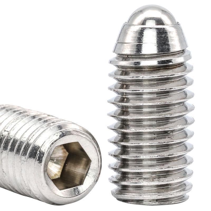 Stainless Steel M3-M6 Hex Socket Spring Plunger with Glass Ball