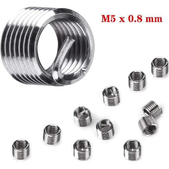 Fixinus 30 Piece M5 x 0.8mm Thread Repair ert Kit, Stainless Steel Thread Repair Kit Helicoil Coil Compatible Hand Tool Set for Auto Repair