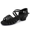 Chaussures de Danse Latine pour Enfants Talon Bas 3.5cm Filles Entraînement Salle de Bal Semelle Souple Chaussures de Danse