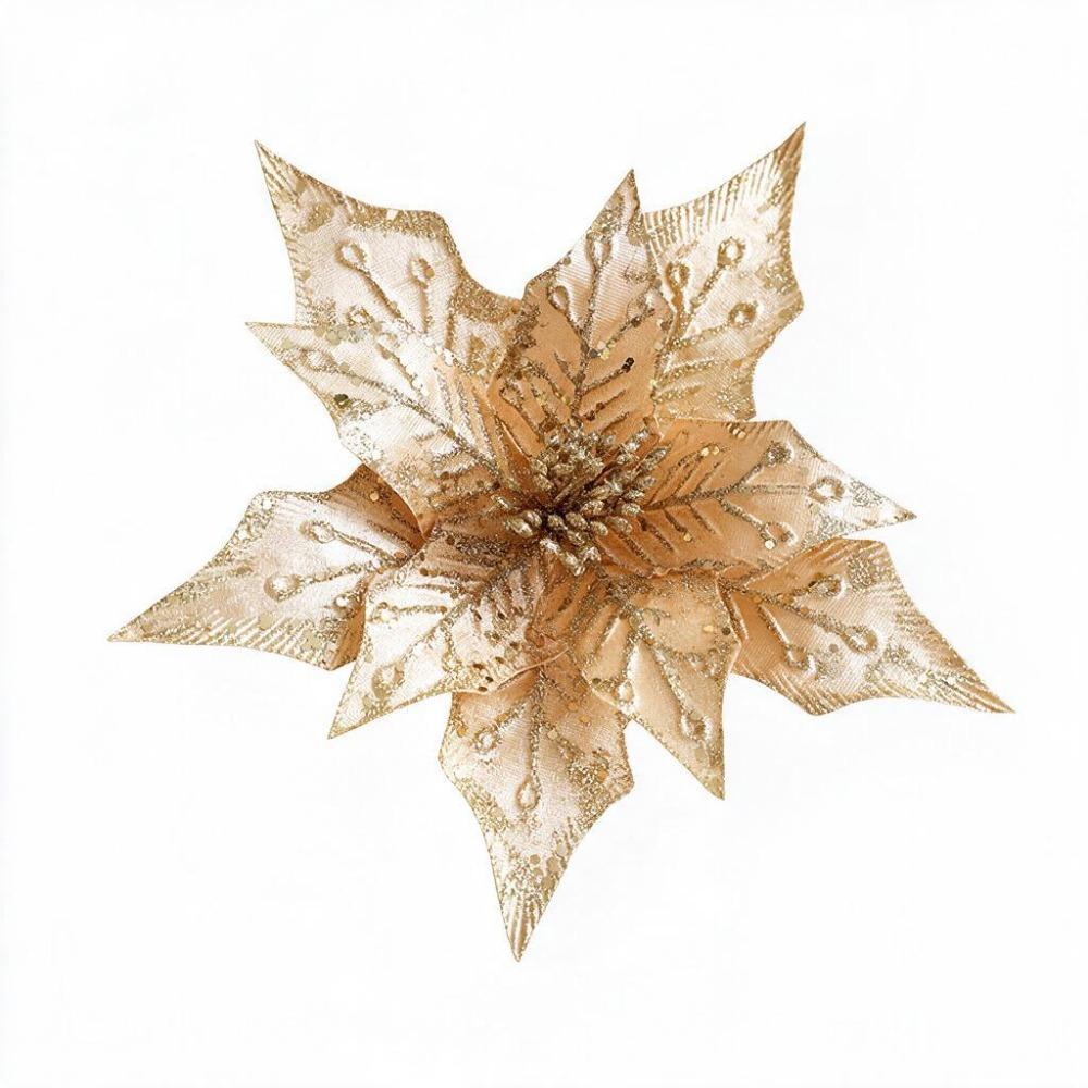 Fabric Christmas Glitter Flower 29 CM Christmas Tree Decorative Flowers Xmas