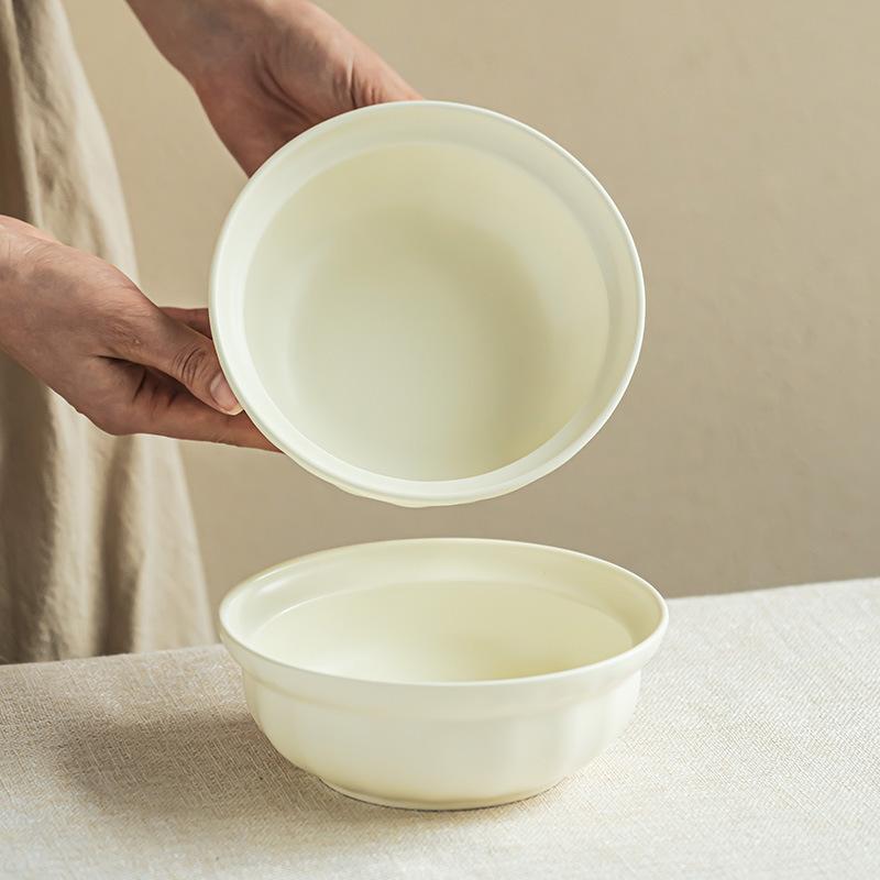 Cream Ceramic Salad Bowl Household Tableware Round Bowl Delicate Open Bowl Fruit Bowl Noodle Bowl Small Bowl