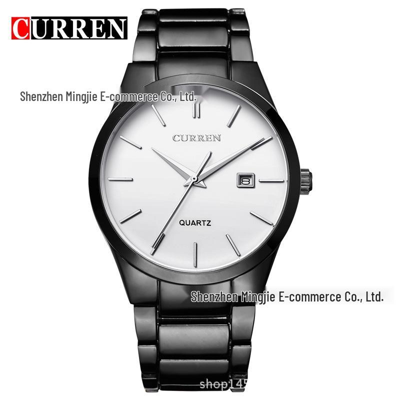 CURREN 8106 Men s Ultra-thin Steel Band Quartz Watch with Calendar - Fashionable Business Casual Style