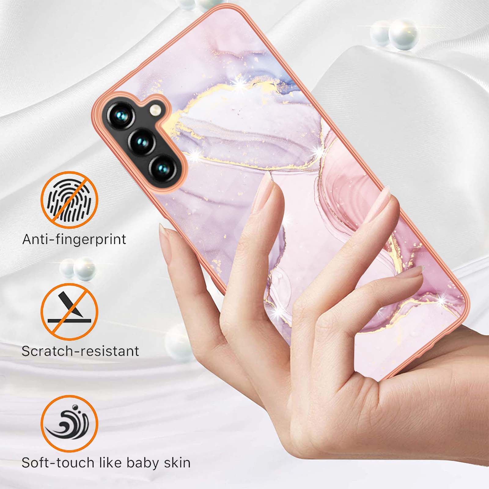 

For Samsung Galaxy A14 5G/A14 4G TPU Case with IMD Marble Pattern Electroplated Back Cover Green 003