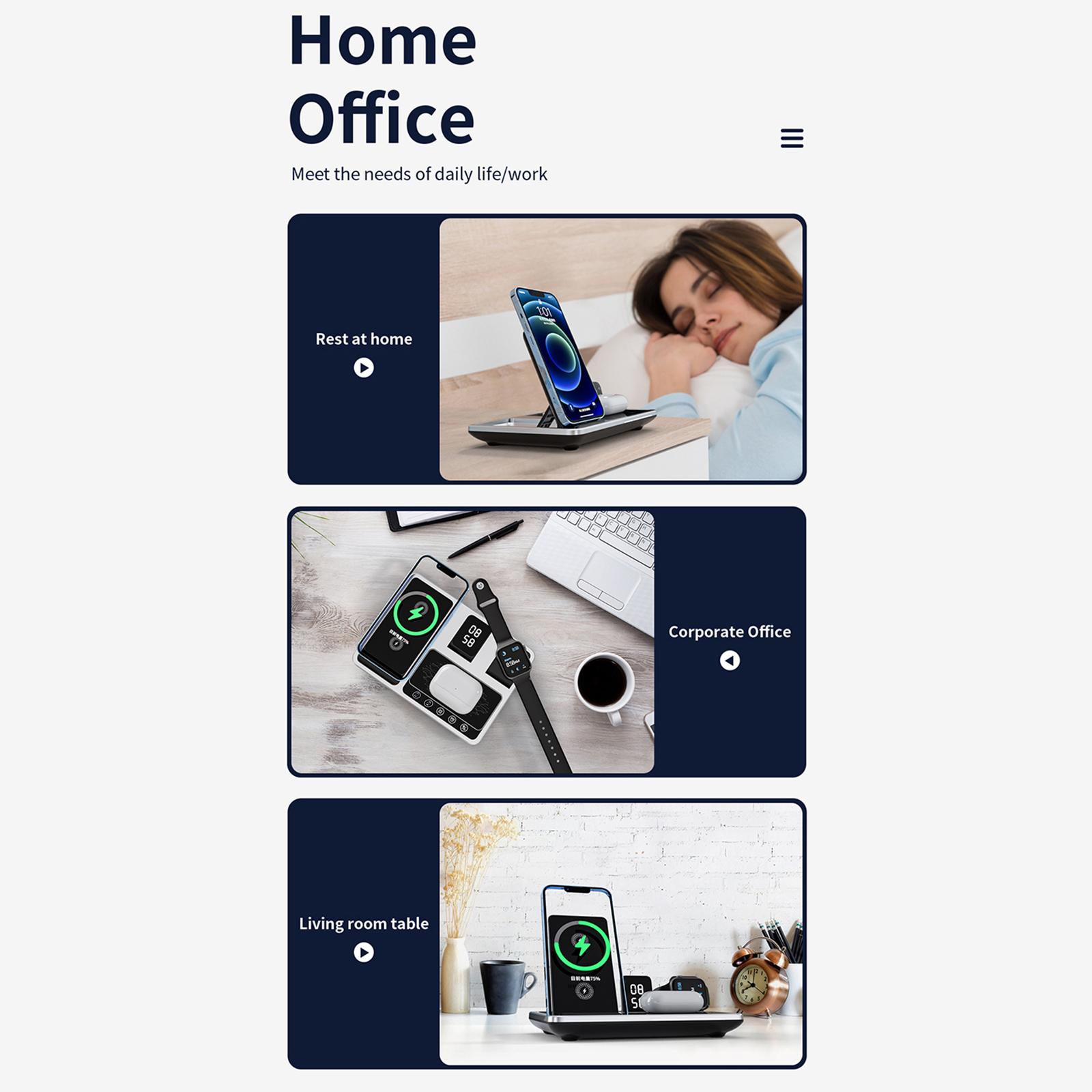 

R11 4 in 1 Wireless Charger Qi Wireless Fast Charging Stand Replacement for iWatch Airpods Pro iPhone 12 13 Pro Samsung чорний