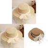Womens Casual Packable Straw Hat With Large Brim And Pearl Embellishments For Outdoor Use