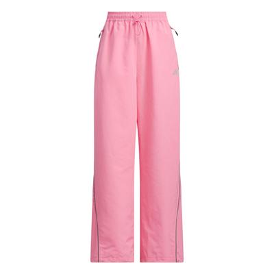 Solid Color Mid Waist Drawstring Straight Leg Retro Sports Casual Pants Women Bottoms Pink JJ3782
